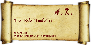 Arz Kálmán névjegykártya