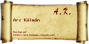 Arz Kálmán névjegykártya